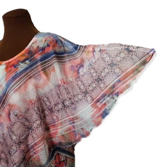 NWT One World 2PC Set 1X | Boho Festival Poncho Shawl & Tank Top Maxi Print - Picture 5 of 9